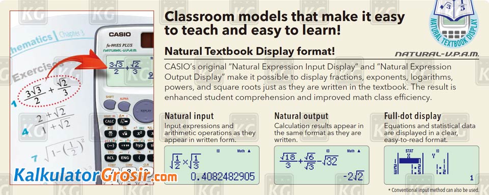 Kalkulator Ilmiah Casio Model Natural Textbook